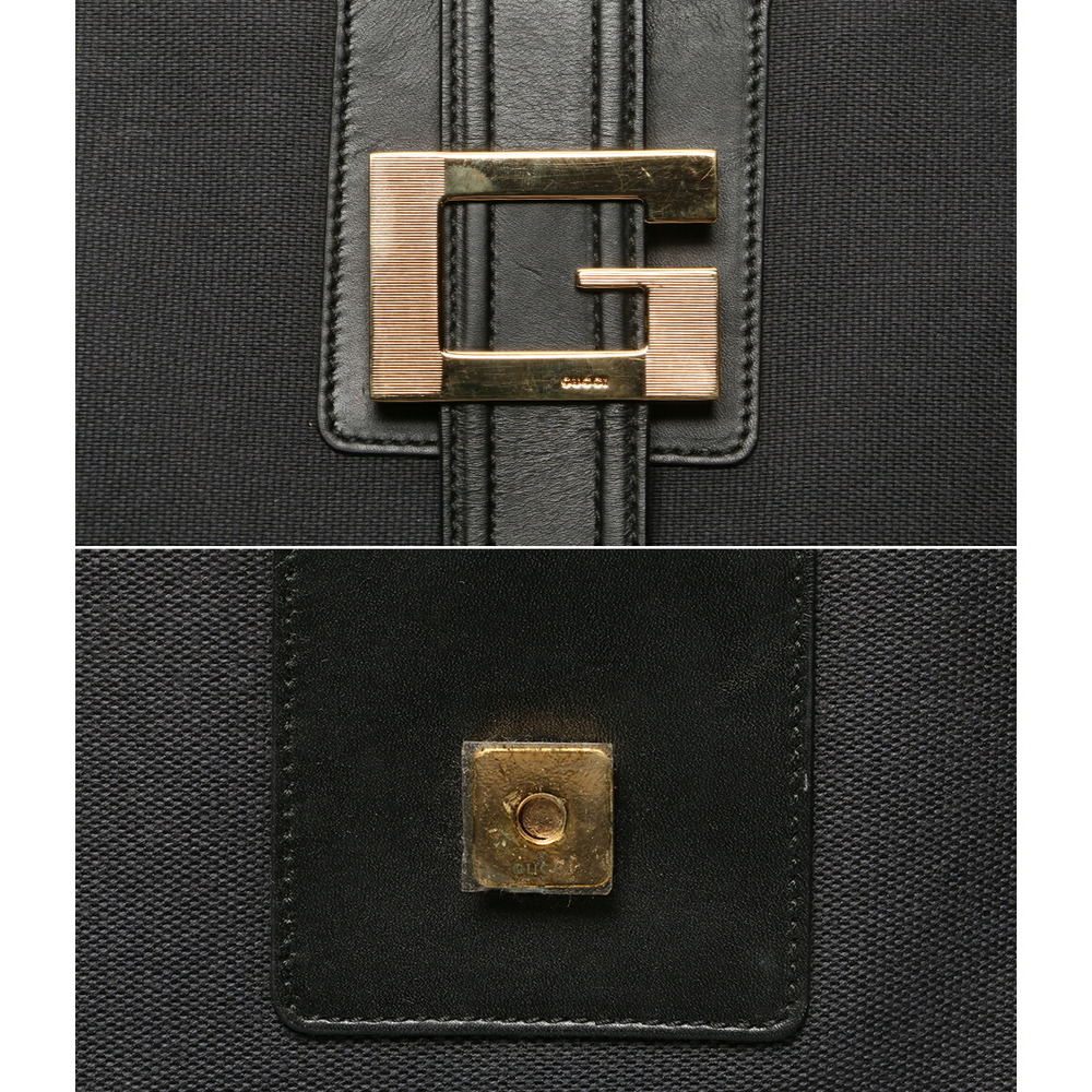 Gucci black canvas leather shoulder bag prominent square G logo - Picture 5 of 6